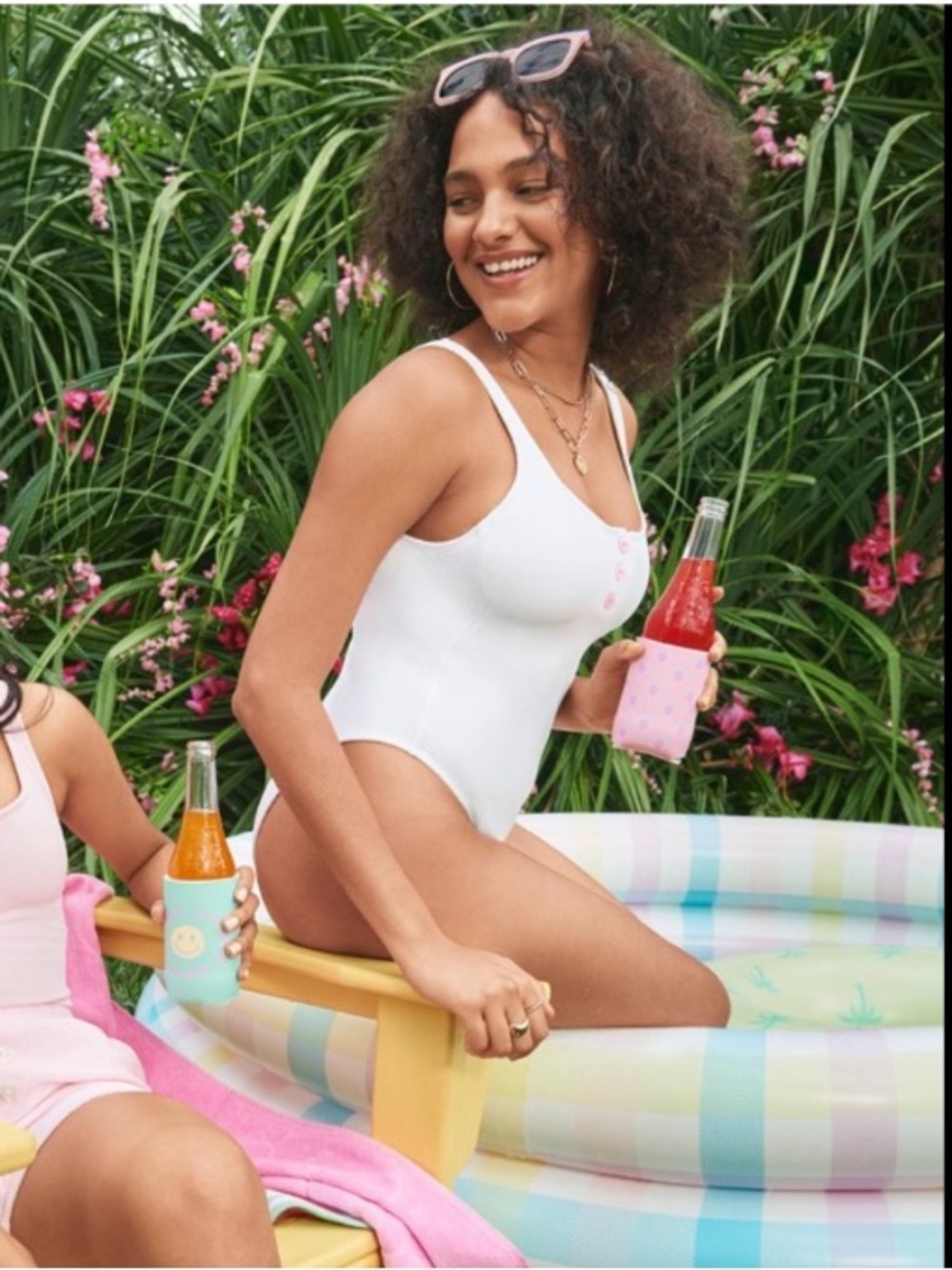 Stoney Clover Lane x Target Ribbed Henley One Piece Swimsuit - White size medium